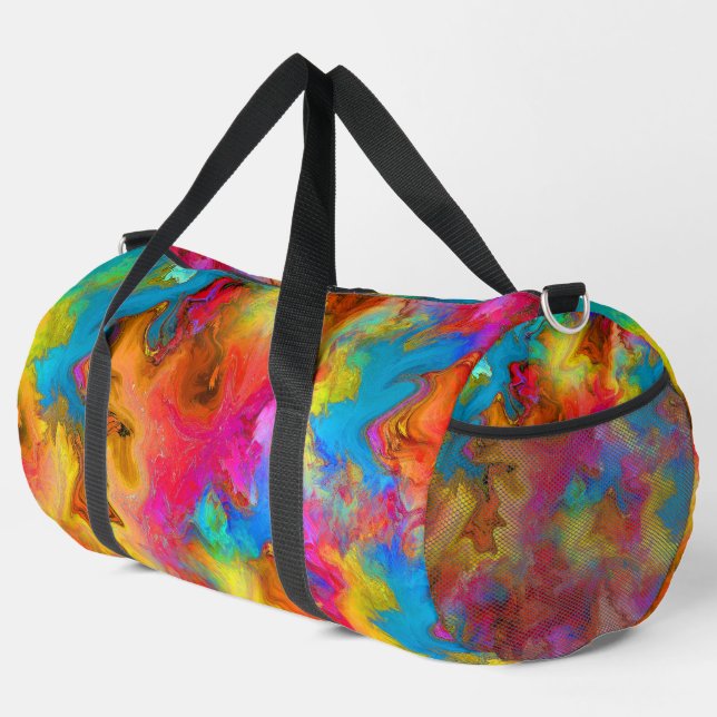 Modern trendy Colourful Rainbow Art Duffle Bag (Right Corner)