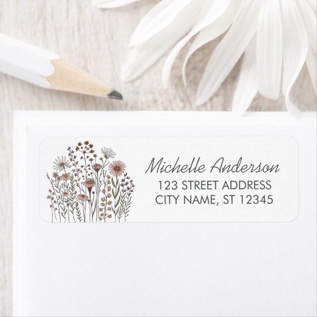 Modern Trendy Colourful Wildflower Return Address  (Insitu)
