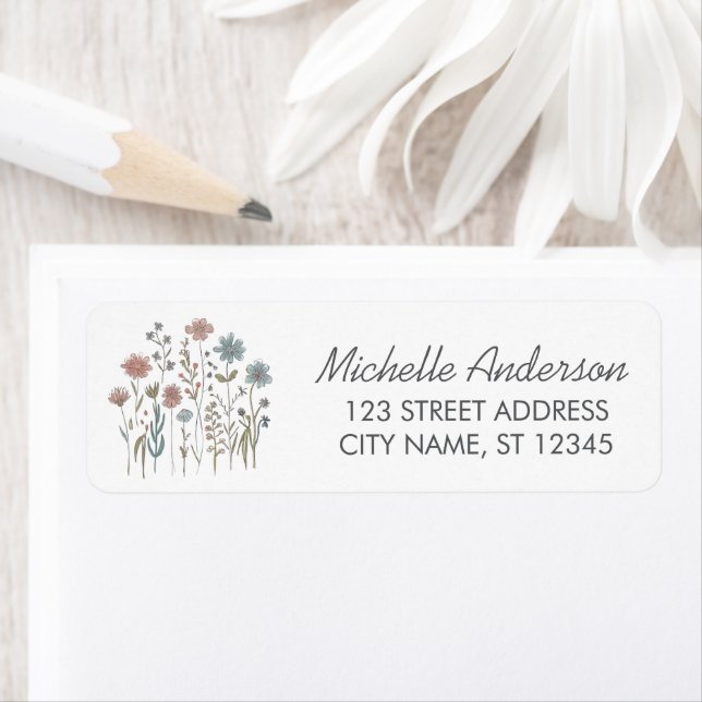 Modern Trendy Colourful Wildflower Return Address  (Insitu)