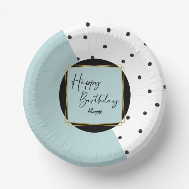 Modern Trendy Confetti Dots Birthday for Her Paper Plate (Front)