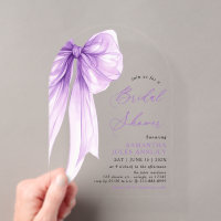 Modern Trendy Coquette Purple Bow Bridal Shower