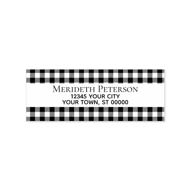 Modern Trendy Custom Buffalo Plaid Return Address Rubber Stamp (Imprint)