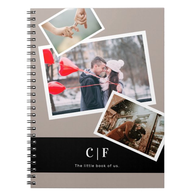 Modern trendy custom photo monogram name notebook (Front)