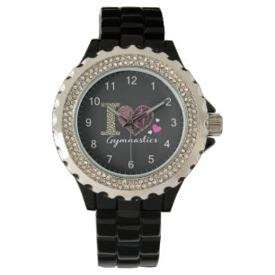 Modern Trendy Cute I Love Gymnastics Leopard Watch