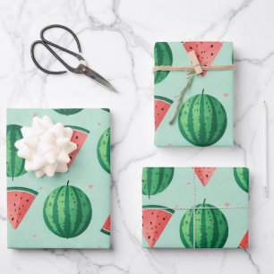 Modern Trendy Cute Watermelon Pattern Wrapping Paper Sheet