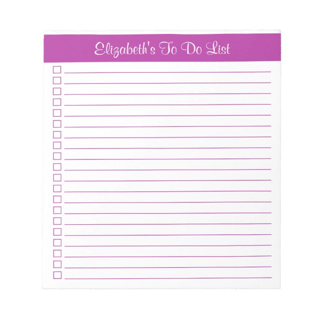 Modern Trendy Dark Pink Column Checklist Notepad (Front)