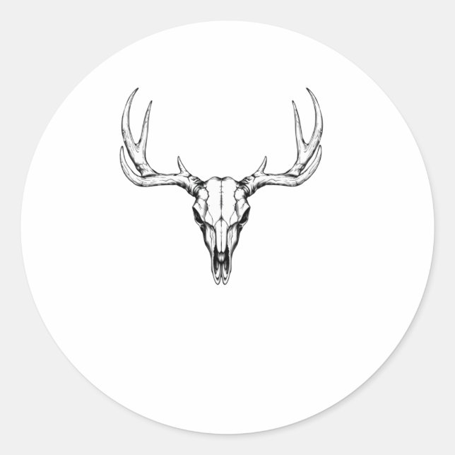Modern Trendy Deer Skull Sticker3  Classic Round Sticker (Front)