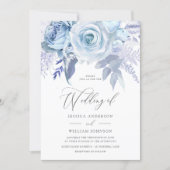 Modern Trendy Designer Dusty Blue Wedding Invitation (Front)
