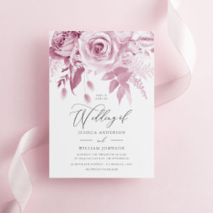 Modern Trendy Designer Dusty Pink Rose Wedding Invitation