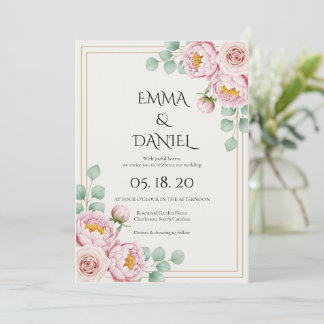 Modern Trendy Designer Dusty Rose Blush Wedding  Invitation