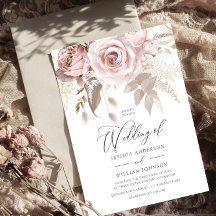 Modern Trendy Designer Dusty Rose Blush Wedding