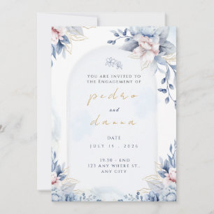 Modern Trendy Designer Dusty Rose Blush Wedding  Invitation