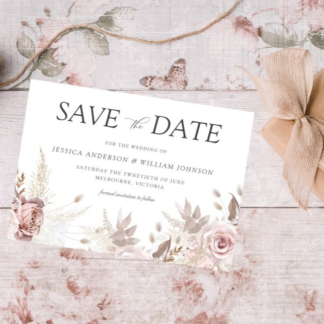 Modern Trendy Designer Dusty Rose Blush Wedding Save The Date (Creator Uploaded)