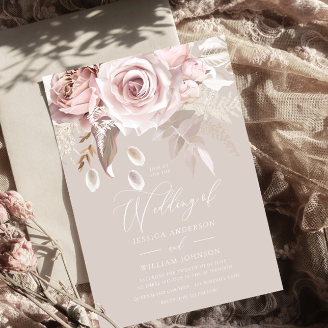 Modern Trendy Designer Elegant Blush Wedding Invitation (Creator Uploaded)
