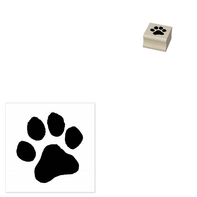 Modern Trendy Dog Pet Paw Print Cute        Rubber Stamp (Stamped)