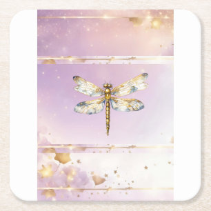 Modern Trendy Dragonfly Paper Coaster