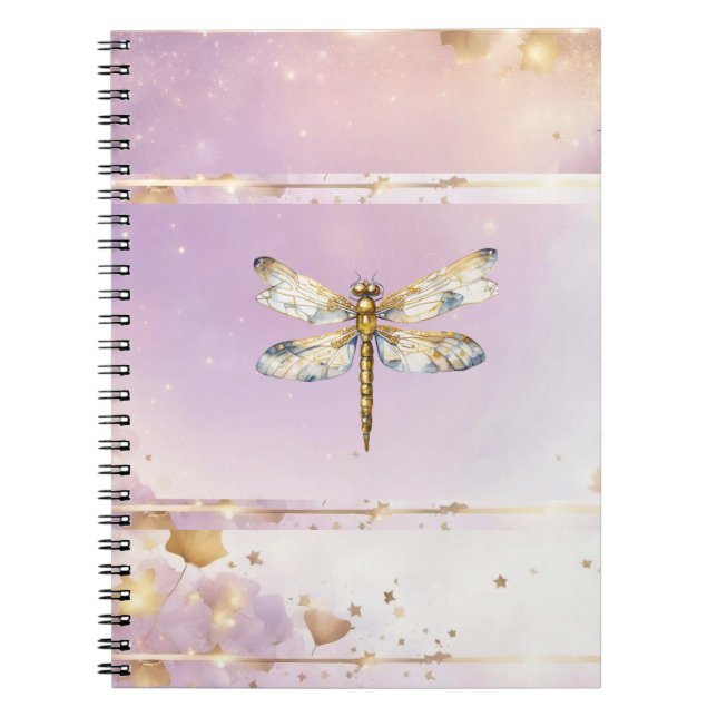 Modern Trendy Dragonfly Spiral Photo Notebook (Front)