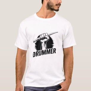 Modern Trendy Drummer Fist With Drumsticks         T-Shirt