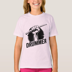 Modern Trendy Drummer Fist With Drumsticks T-Shirt