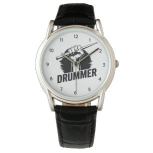 Modern Trendy Drummer Fist With Drumsticks Watch