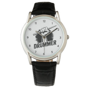 Modern Trendy Drummer Fist With Drumsticks         Watch