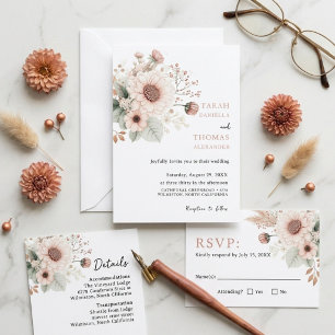 Modern Trendy Dusty Rose Blush Wedding  Invitation