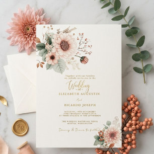 Modern Trendy Dusty Rose Blush Wedding Invitation