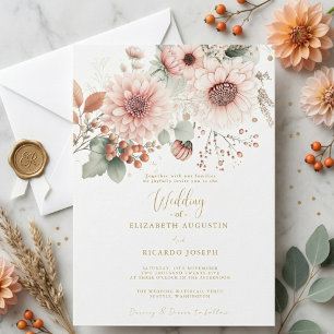 Modern Trendy Dusty Rose Blush Wedding Invitation