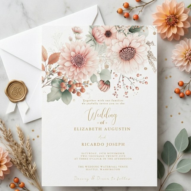 Modern Trendy Dusty Rose Blush Wedding  Invitation (Creator Uploaded)