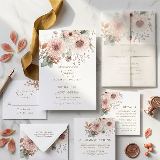 Modern Trendy Dusty Rose Blush Wedding  Invitation (Creator Uploaded)