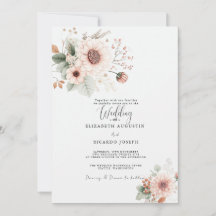 Modern Trendy Dusty Rose Blush Wedding Invitation