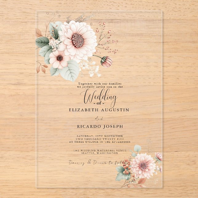Modern Trendy Dusty Rose Blush Wedding  Invitation (Front)