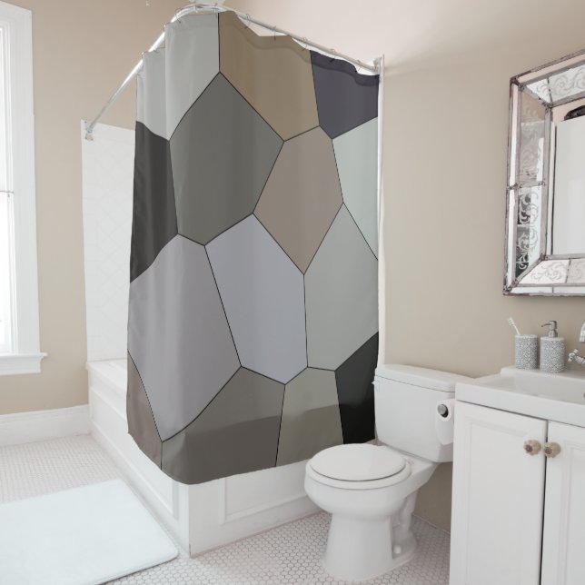Modern Trendy Earth Toned Pattern Shower Curtain (In Situ)
