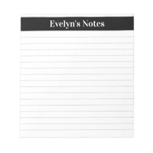 Modern Trendy Elegant Black Script Large Print Notepad