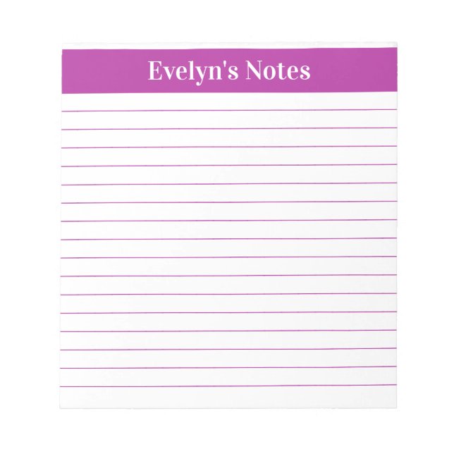 Modern Trendy Elegant Dark Pink Script Large Print Notepad (Front)