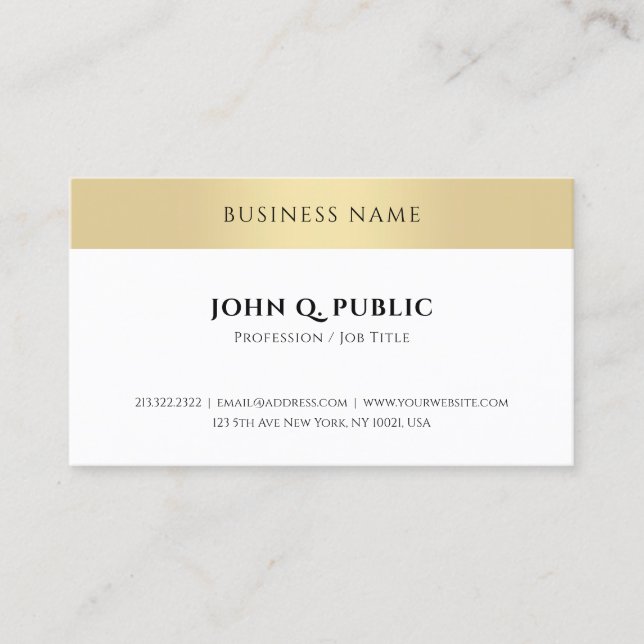 Modern Trendy Elegant Gold Look Simple Template Business Card (Front)