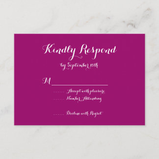 Modern Trendy Elegant Magenta Wedding RSVP Cards