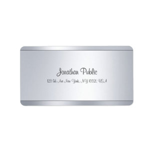 Modern Trendy Elegant Script Silver Template Label