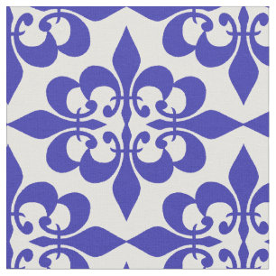 Modern Trendy Elegant Vintage Royal Blue Damask  Fabric