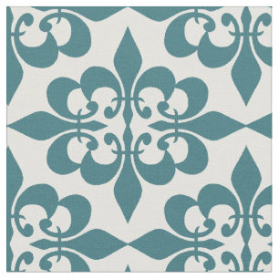 Modern Trendy Elegant Vintage Teal Damask Fabric