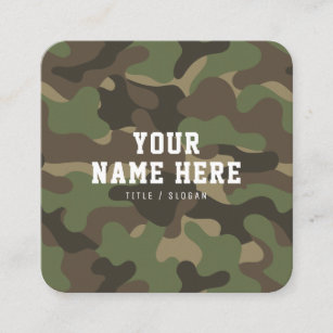 Modern trendy fashion green camo pattern abstract square business card