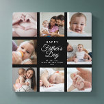 Modern Trendy Father's Day Baby Photo Collage  Pla Plaque<br><div class="desc">Something special for his Father's Day: a modern, trendy Instagram friendly family baby photo collage plaque with modern script typography and your personal names and message. Customise with your own precious family pictures and make this a gift he'll smile about for years to come. This is the elegant black version....</div>