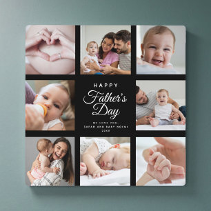Modern Trendy Father's Day Baby Photo Collage Pla Plaque