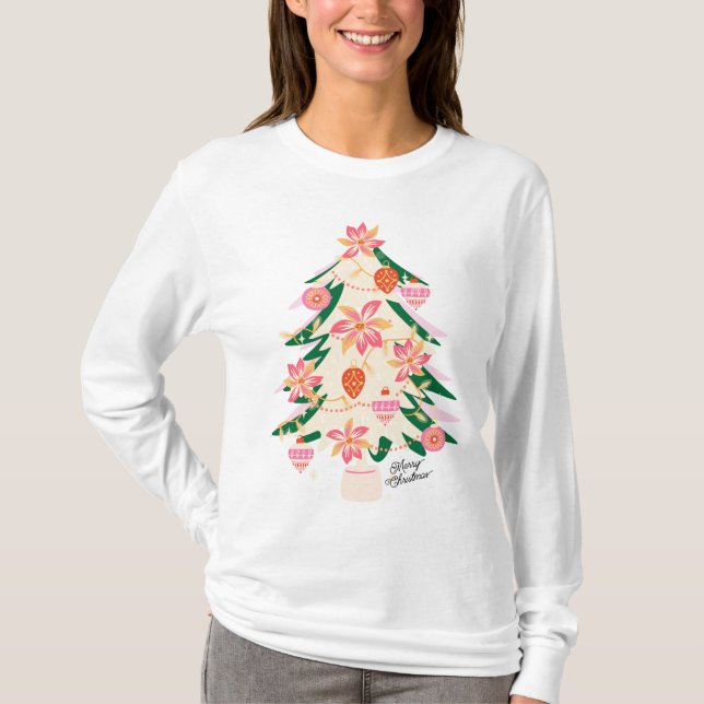 MODERN Trendy festive Retro christmas Tree holiday T-Shirt (Front)