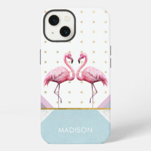 Modern Trendy Flamingo Pink Girly Name iPhone 13 Case