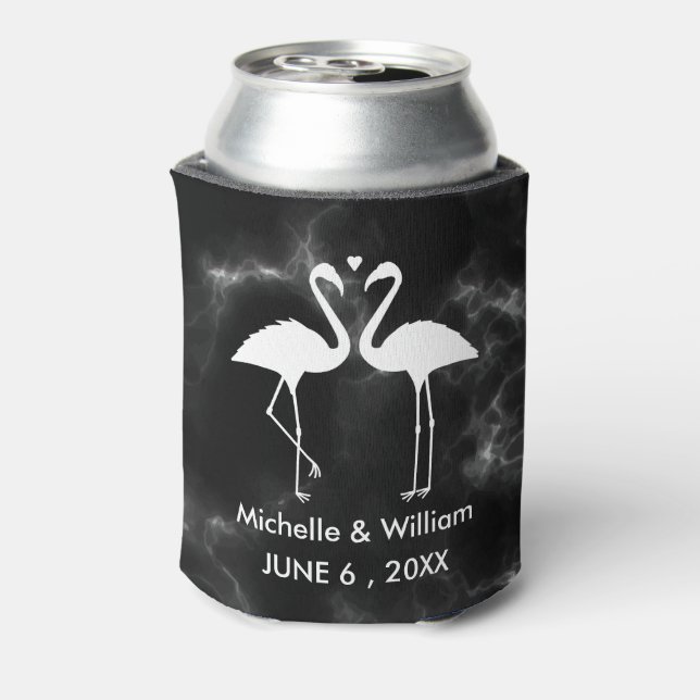Modern Trendy Flamingos Personalised  Can Cooler (Can Back)