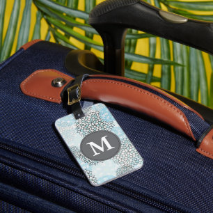 Modern Trendy Floral Pattern Monogram Luggage Tag