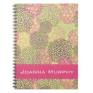 Modern Trendy Floral Pattern Personalised Spiral Notebook