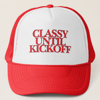 Modern Trendy Football Quote Blue Text  Trucker Ha Trucker Hat