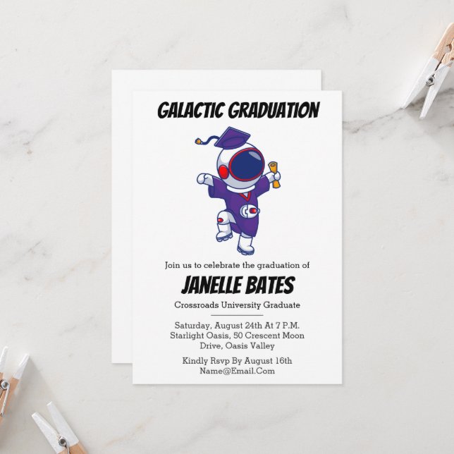 modern trendy funny graduation invitations (Front/Back In Situ)